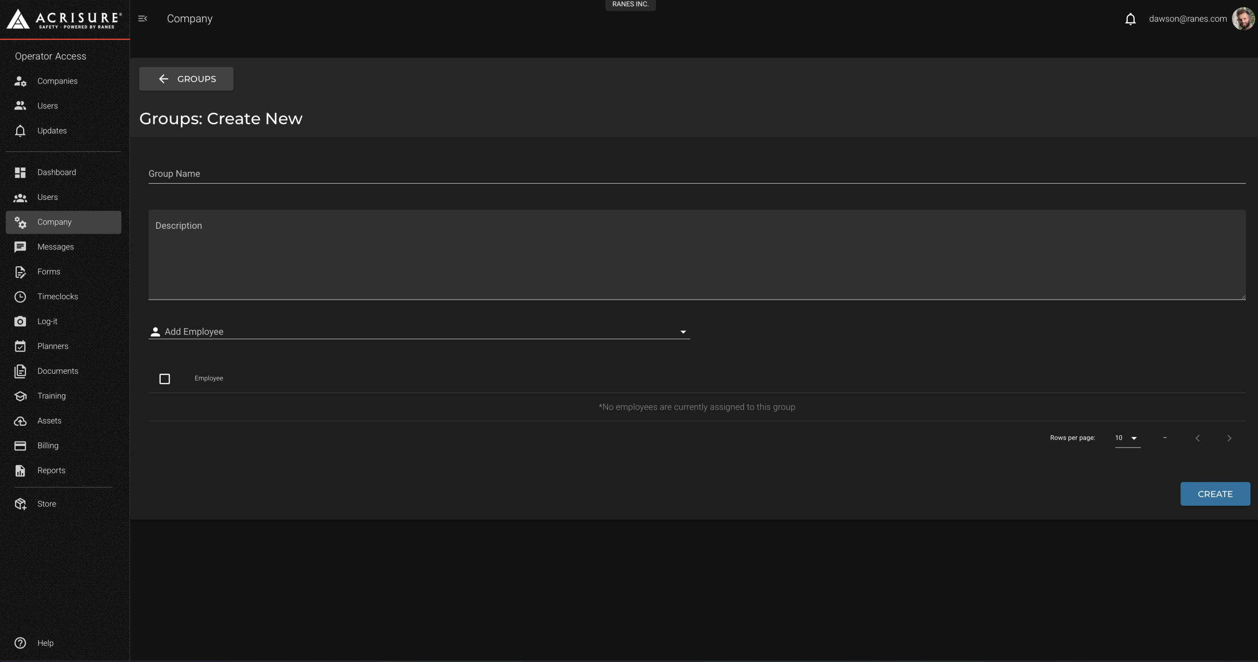 Create Group Screen