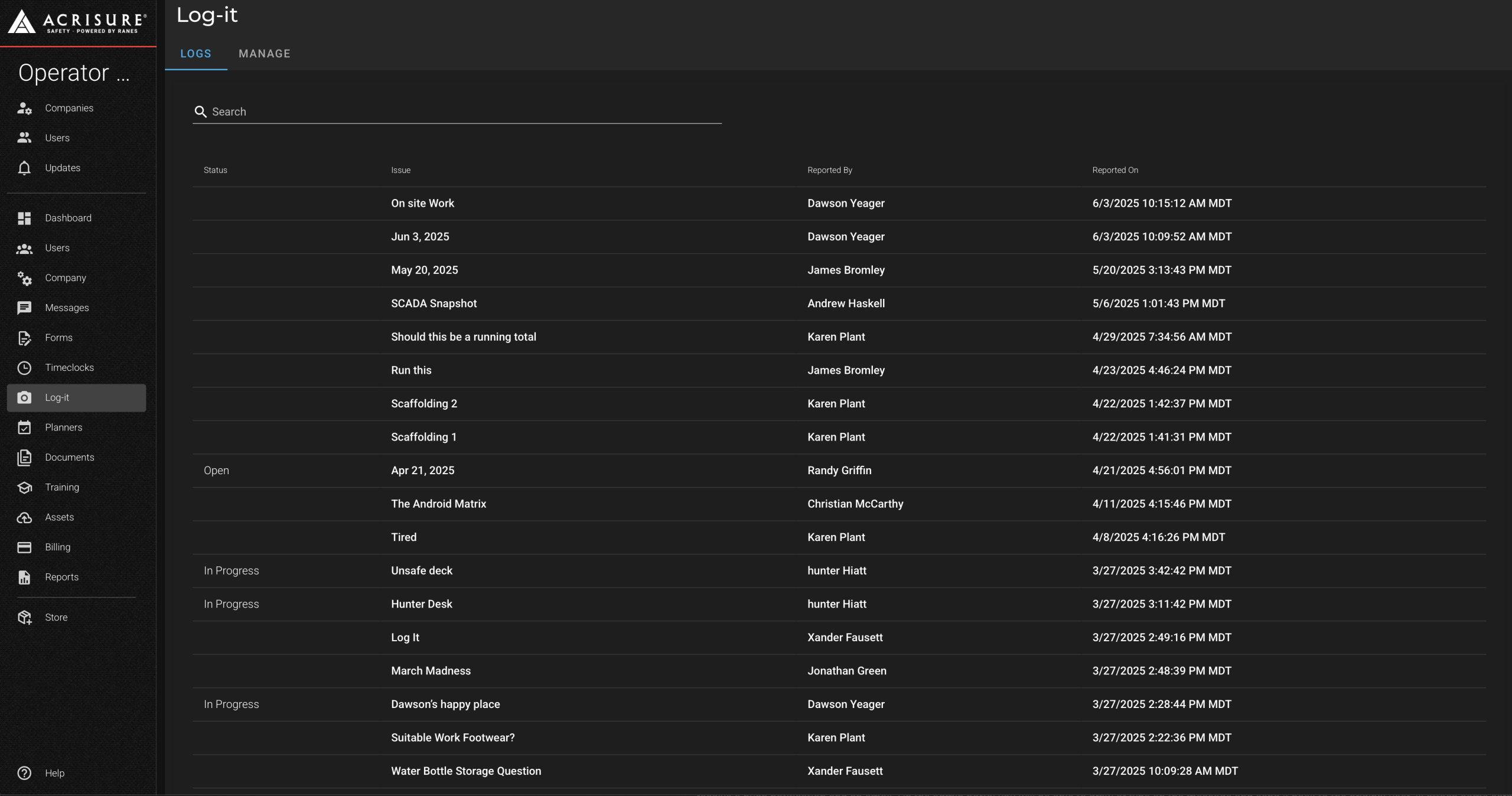 Logs Tab Overview