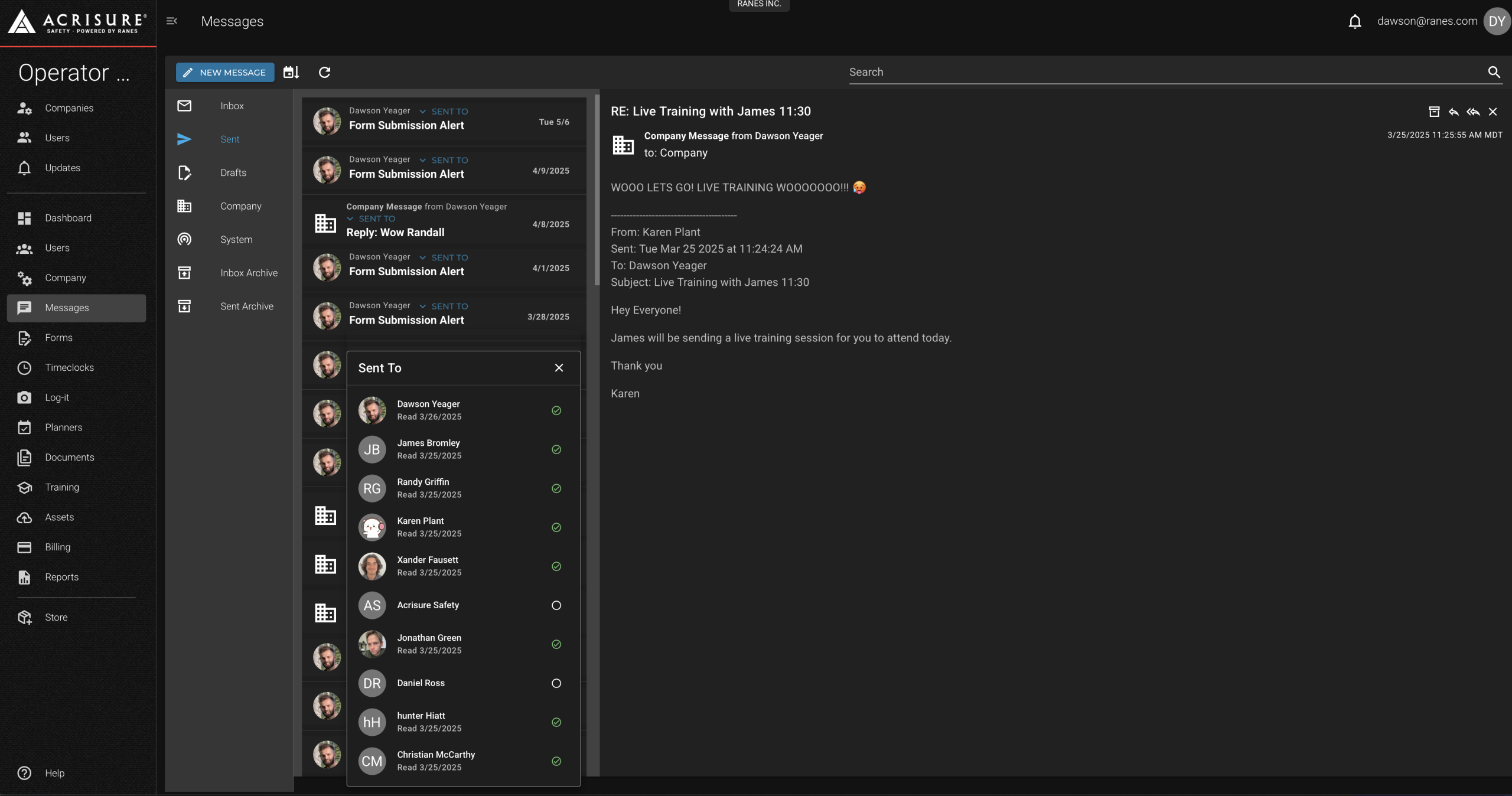 Sent Message Tracking
