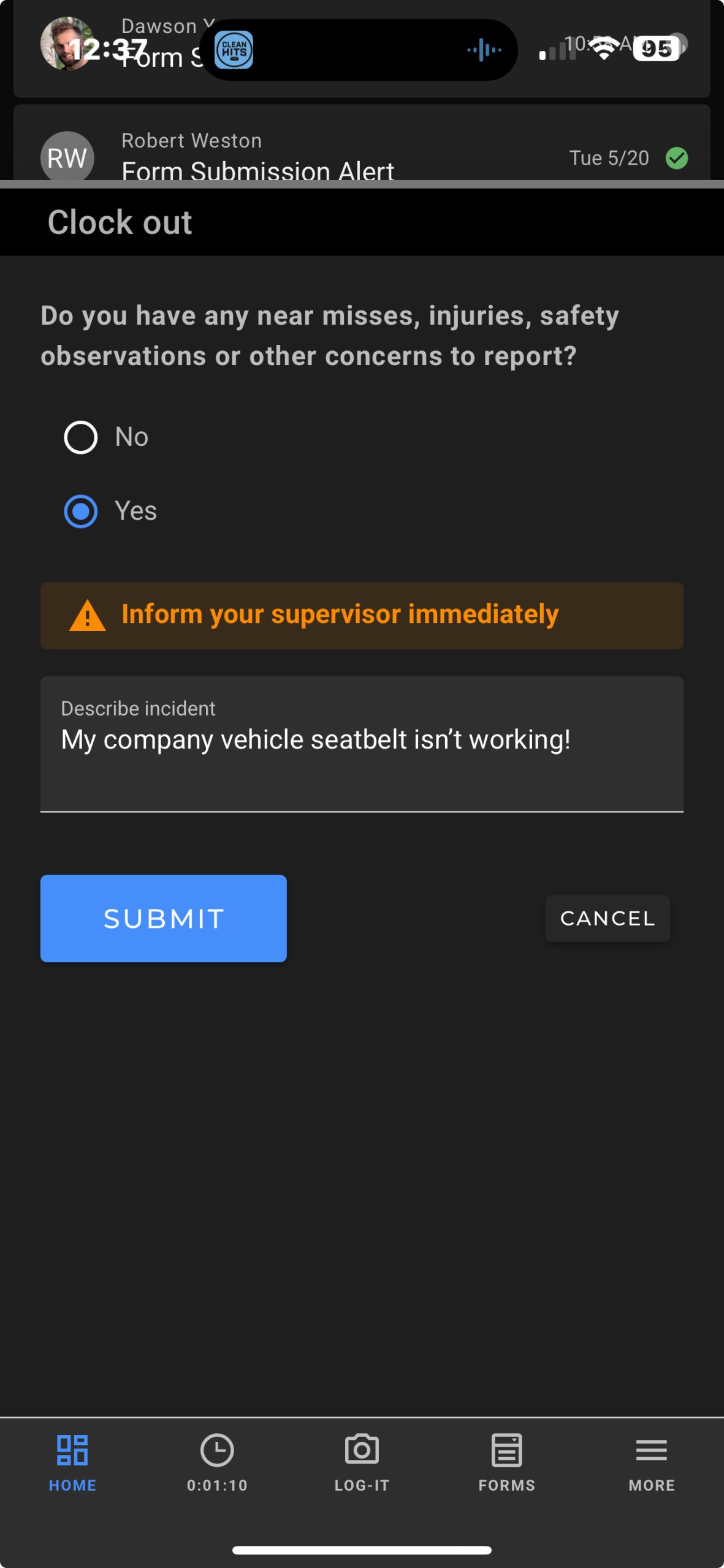 Check In Screen
