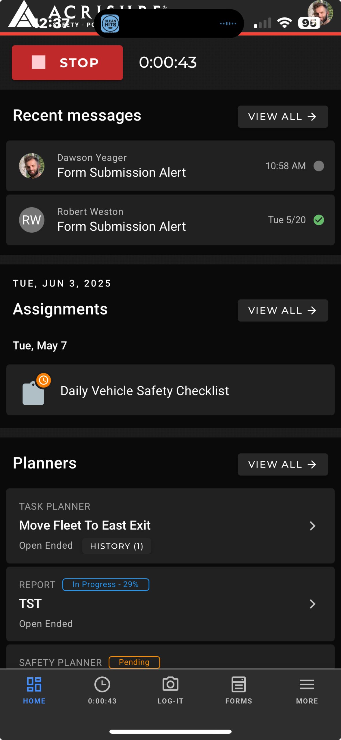 Check In Screen